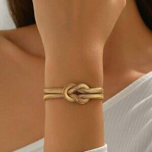 18K Gold Filled Double Knot Snake Chain Bracelet